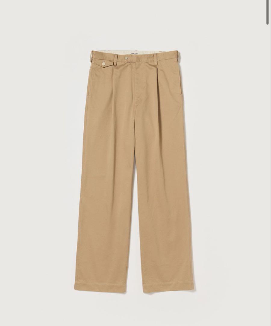 Namu Shop - Auralee Washed Finx Chino One-Tuck Pants - Camel