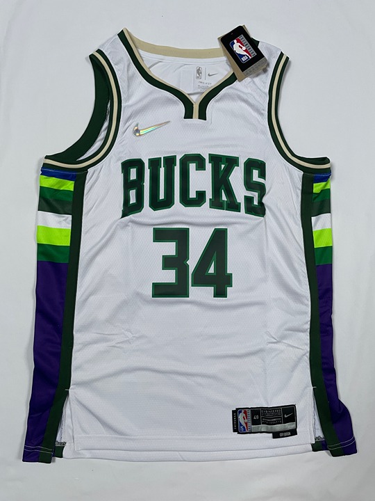 Giannis Antetokounmpo Milwaukee Bucks Jersey Large White Swingman Nike New