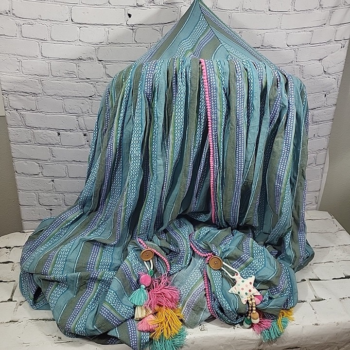 Matilda Jane Dreamy Canopy Tent Hanging Play Fort Blue Pink Striped Rare Print