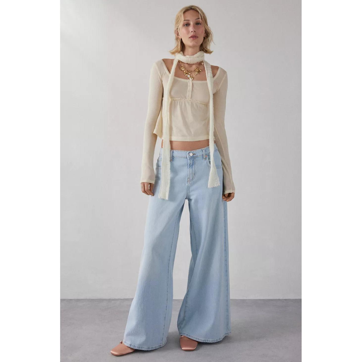 Urban Outfitters BDG Joey Full Length Wide Leg Jean in Vintage Denim Light-30W