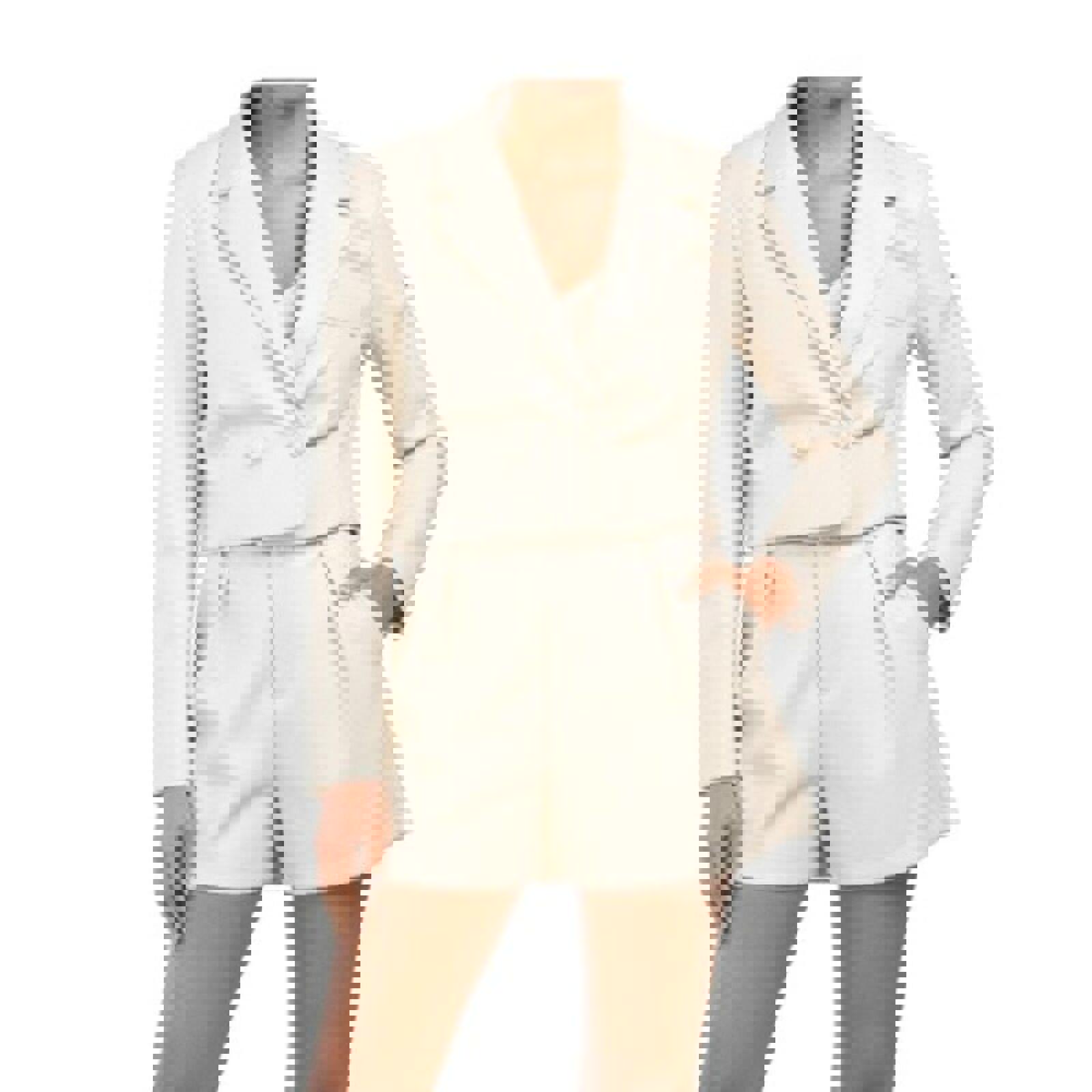 7 FOR ALL MANKIND ivory Faux Leather Blazer / Short Set NWT XL (L15)