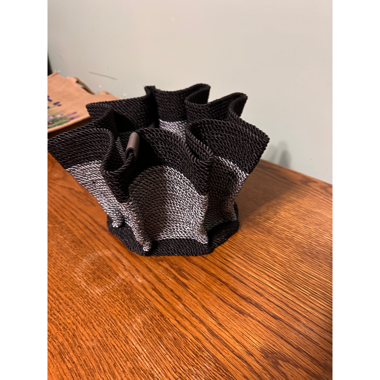 Handmade Silver & Black Cord/Rope Basket