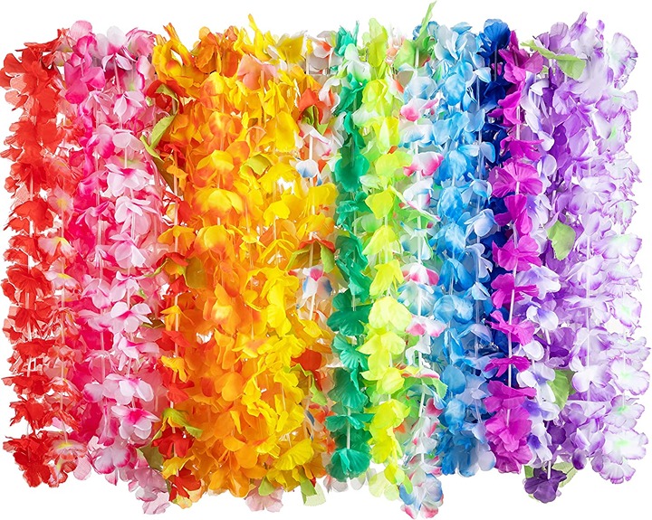 36 Count Hawaiian Leis Bulk, Tropical Flower Lei Hawaiian Lei Beach Party Favors
