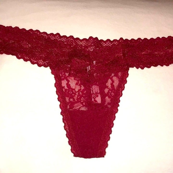 NEW Victorias Secret Red Lace Panty Thong Small