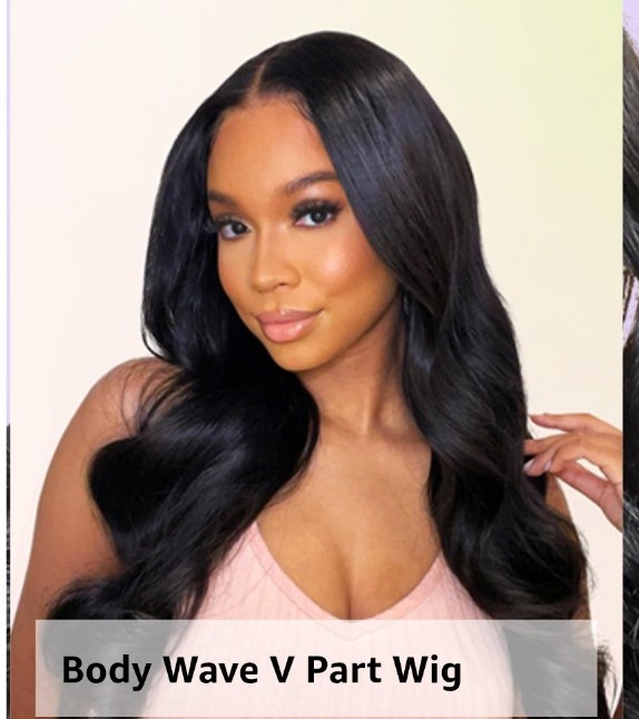 V Part 16in Body Wave Human Hair Wig