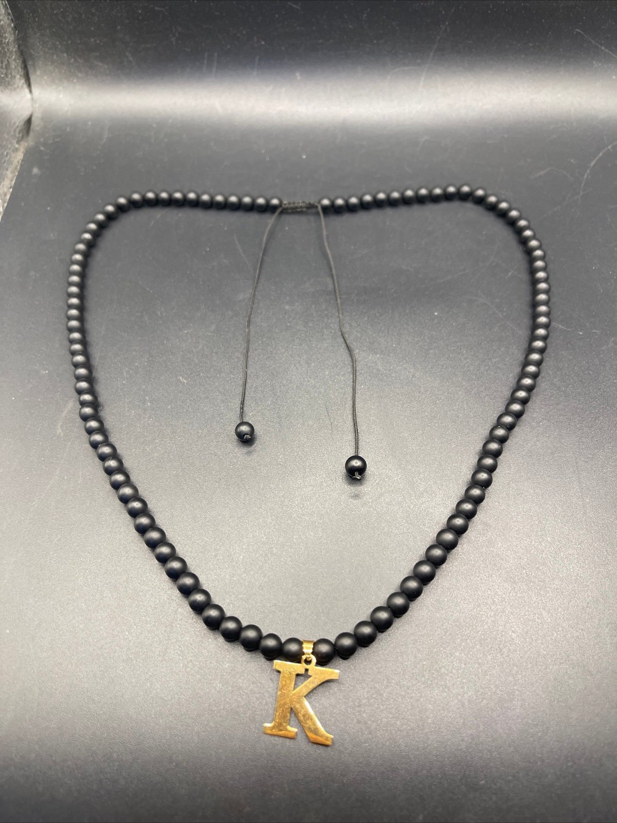 Necklace Onyx 18k Letter K Pendent 121022@