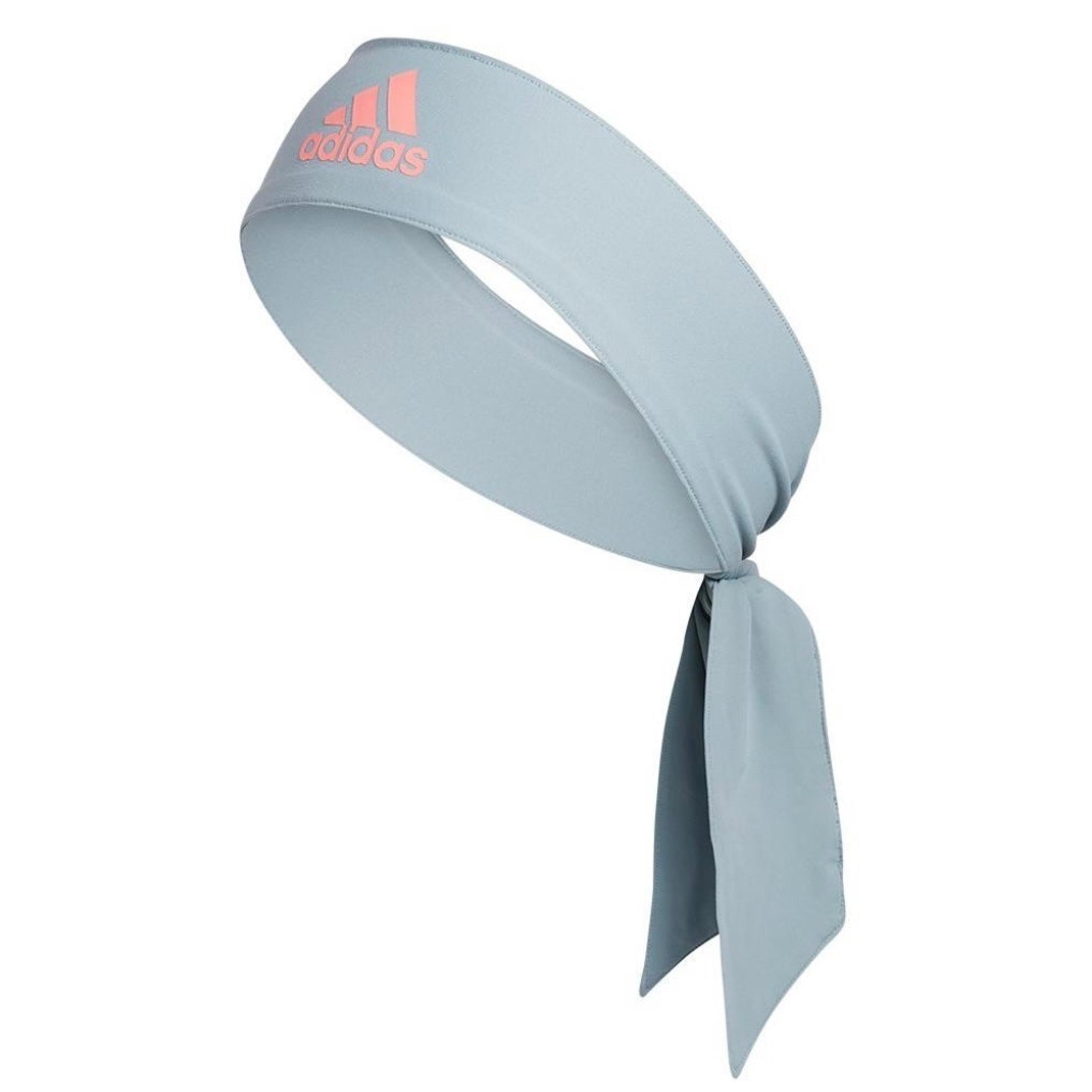 MSRP $28 | adidas | Alphaskin Tie Athletic Hair Headband “Magic Gray / Acid Red”