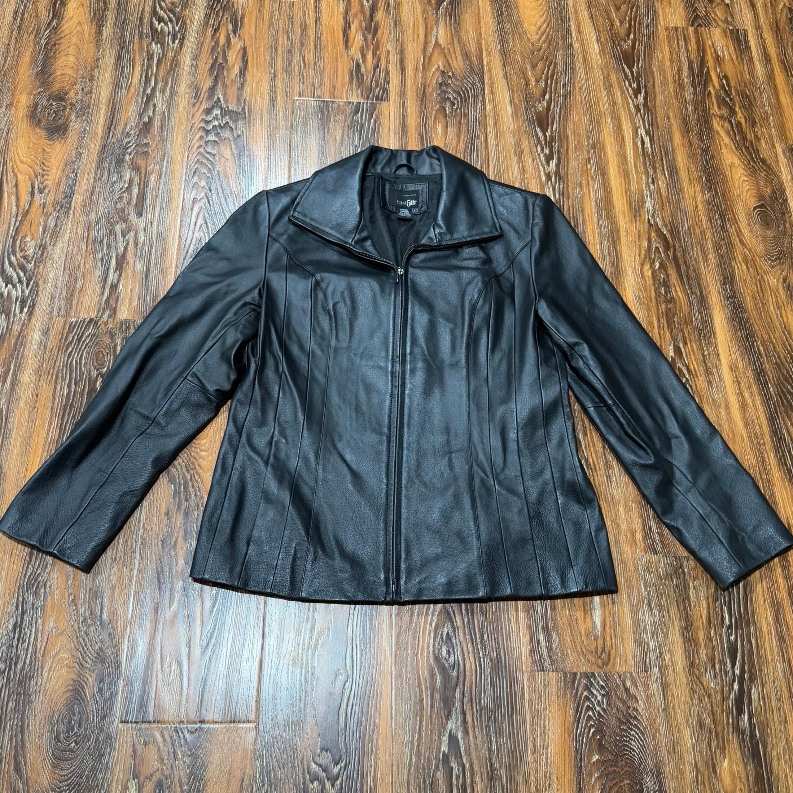 Genuine Leather Women’s L East 5th Brand Leather Jacket Coat Black Large