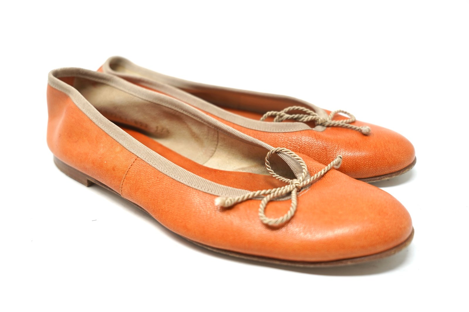 Pretty Ballerinas Womens Bow Tied Round Toe Slip-On Ballet Flats Orange 37.5