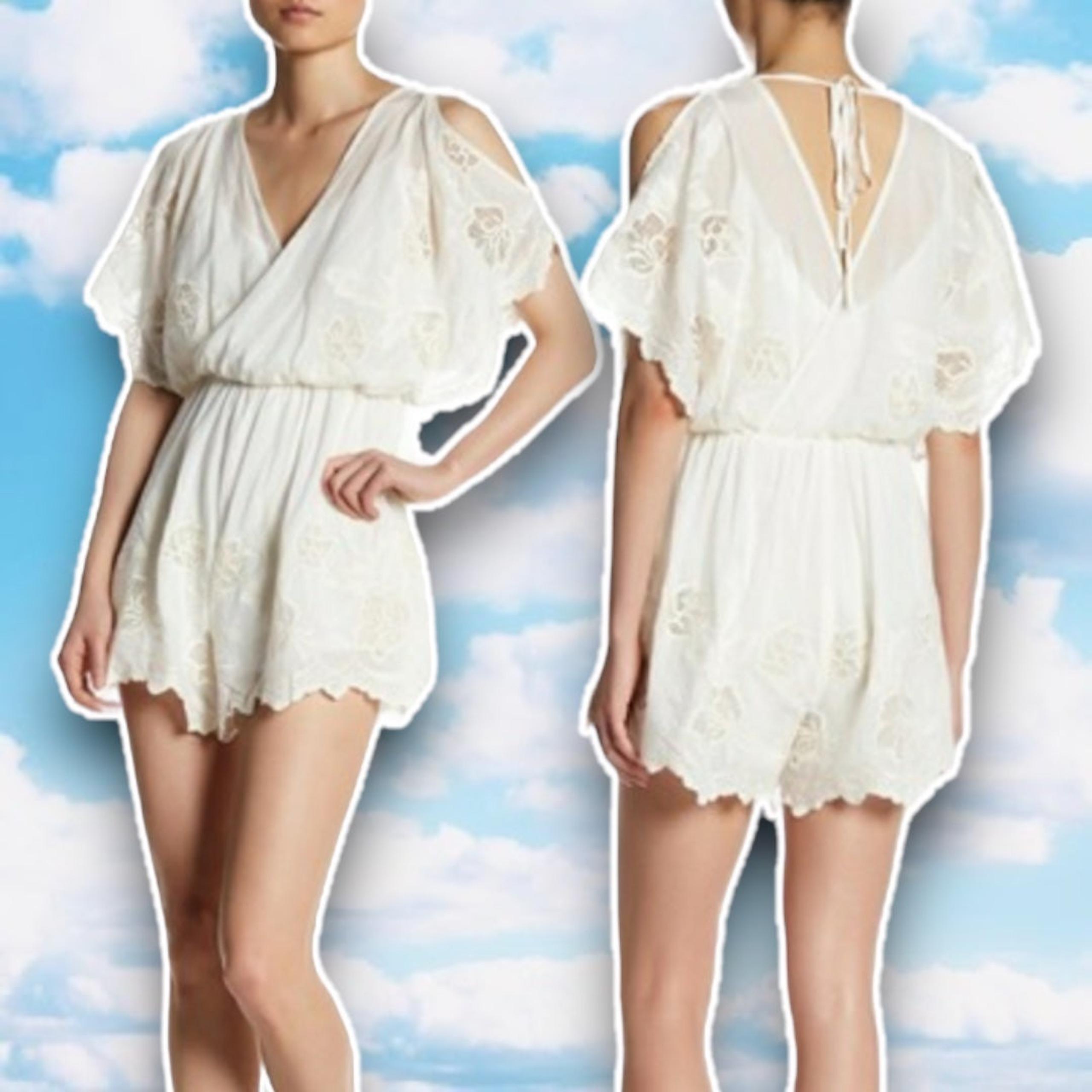 ASTR THE LABEL Alicia Kimono Sleeve Floral Applique Romper Boho Angelcore Rustic