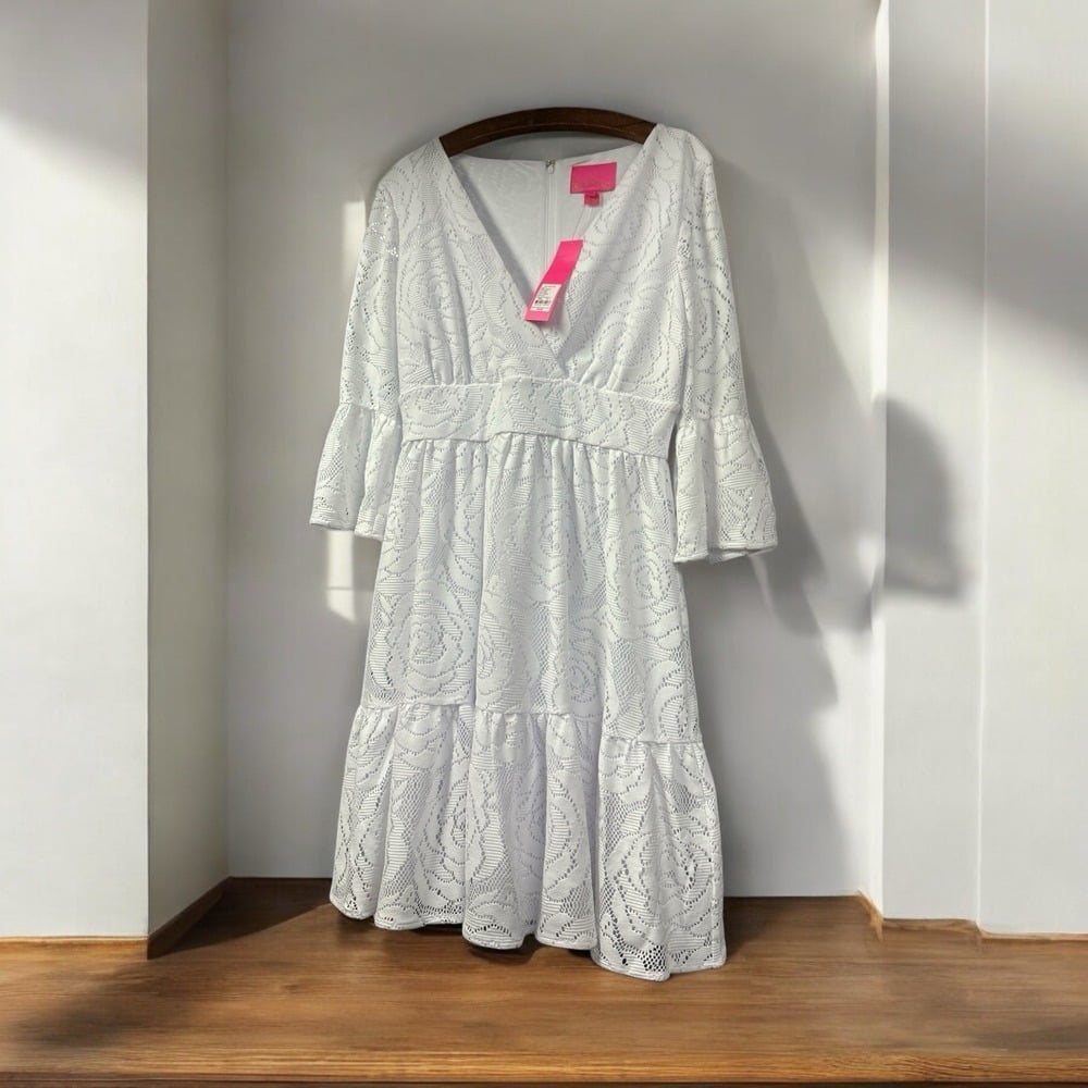 Lilly Pulitzer Cecelia White Dress Size 12 Resort Wear New With Tags