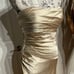 Vintage Y2k Champagne Satin Mermaid Trumpet Formal Evening Prom Strapless Ruched