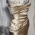 Vintage Y2k Champagne Satin Mermaid Trumpet Formal Evening Prom Strapless Ruched
