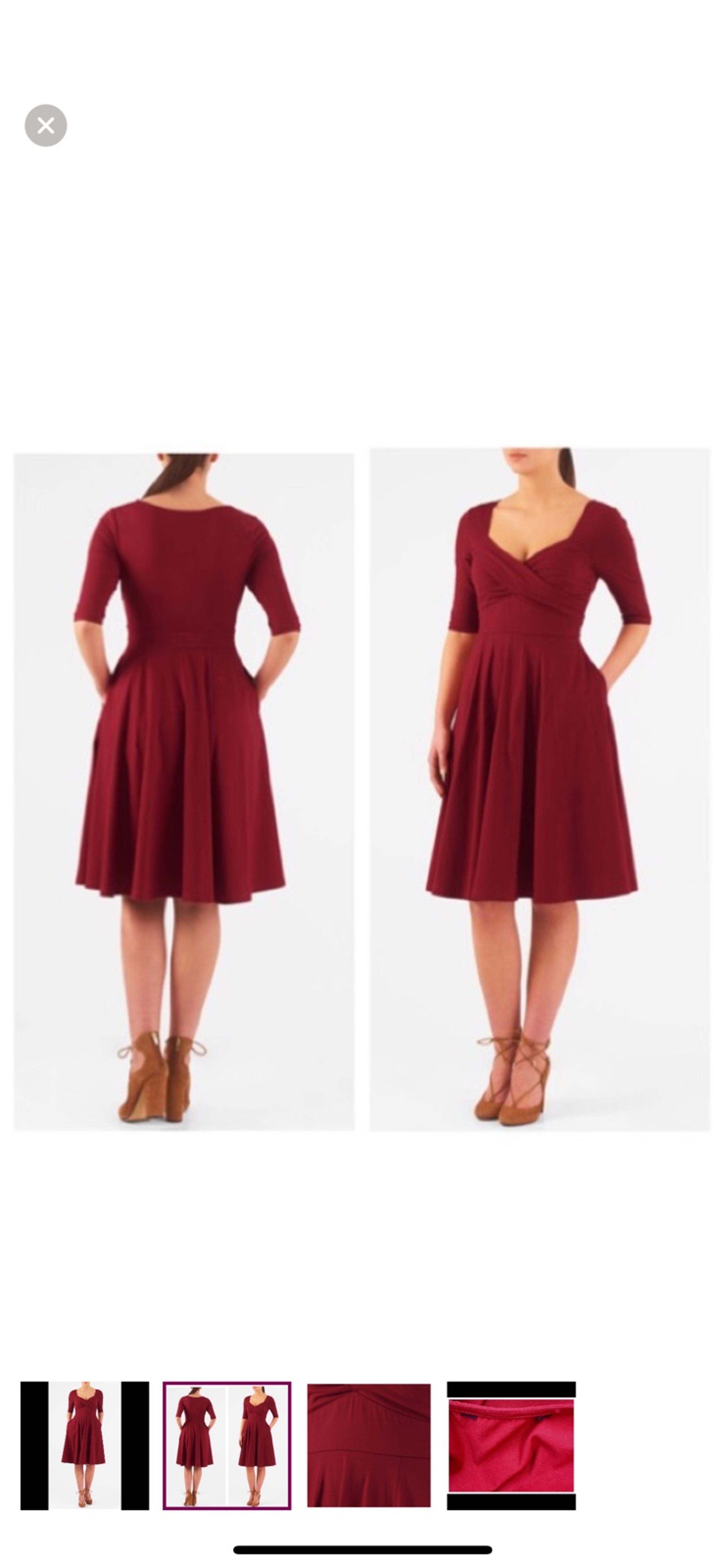 Eshakti Red Knit Fit & Flare Midi Pinup Dress 24W