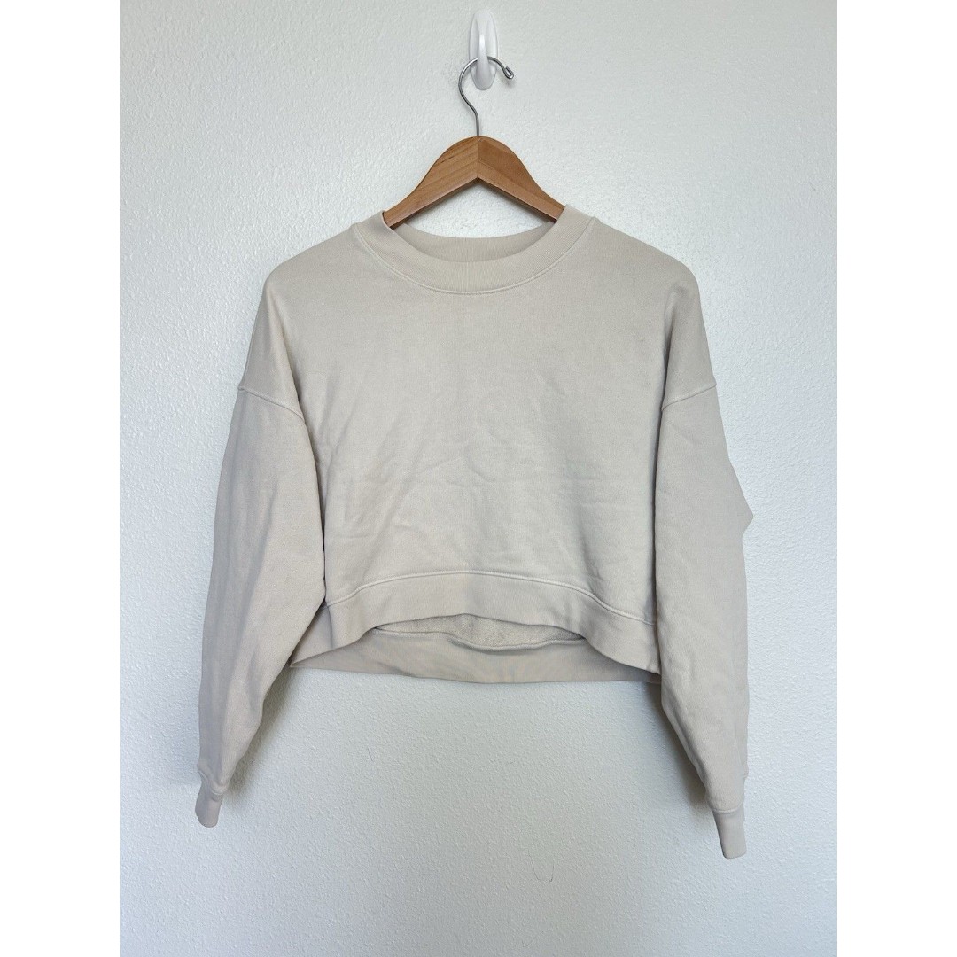 Mate The Label Sweatshirt Cropped Fleece Organic Cotton Boxy Top Athleisure M