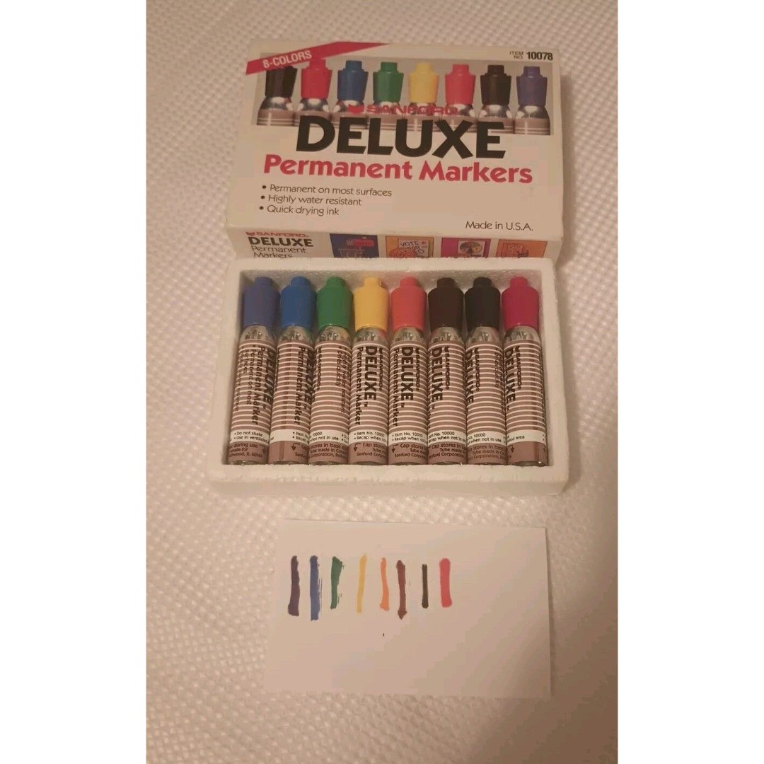 Vintage Sanford Deluxe Felt Tip Smelly Stinky Markers 8 Colors Box Set