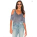 NWT New 175 Splendid Surrey Marl Cold Shoulder Pullover Size M Blue