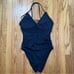 La Blanca Island Goddess Underwire Lace Up One Piece Swimsuit Black Size 14