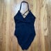 La Blanca Island Goddess Underwire Lace Up One Piece Swimsuit Black Size 14