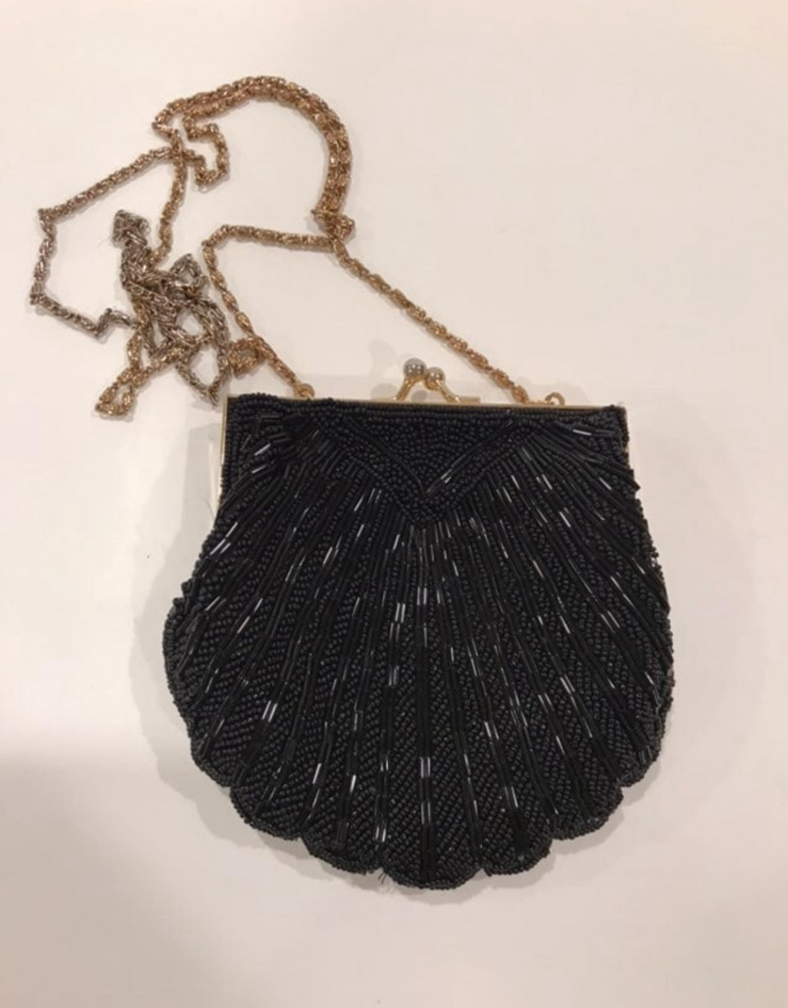 Valerie stevens beaded evening purse clutch chain black