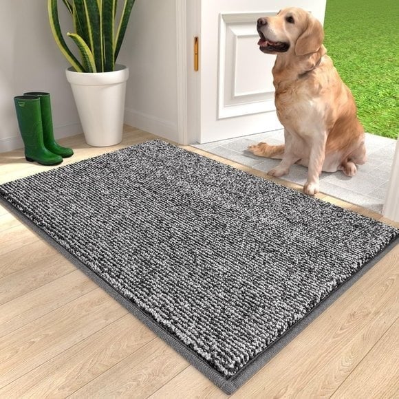 New 20 x 32Inch Door Mat, Non-Slip, Absorbent, Washable Entryway Rug, Grey