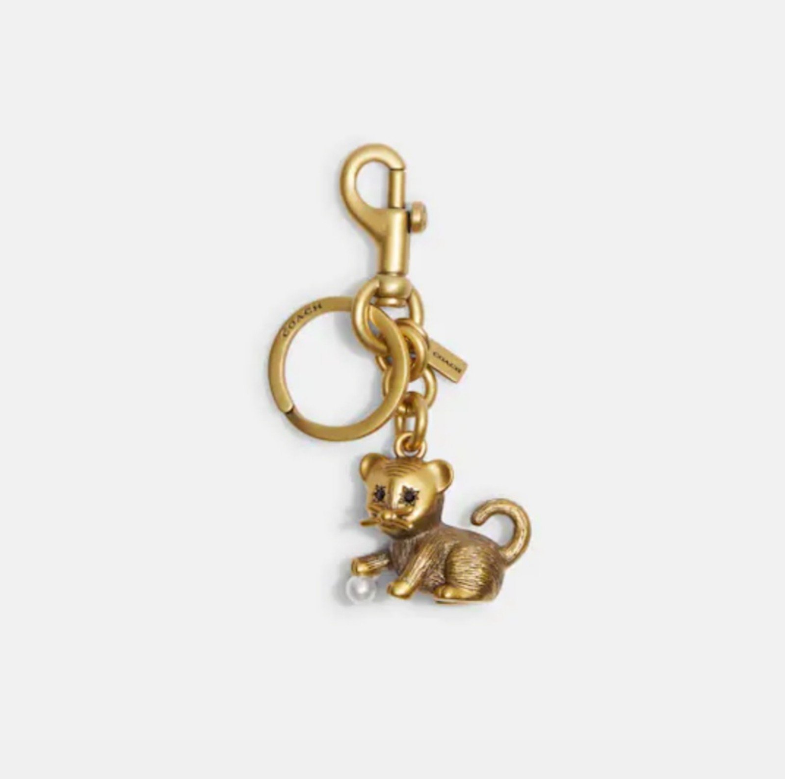Coach Creatures Kitten Cat Bag Charm Keychain Key Fob Metal Gold