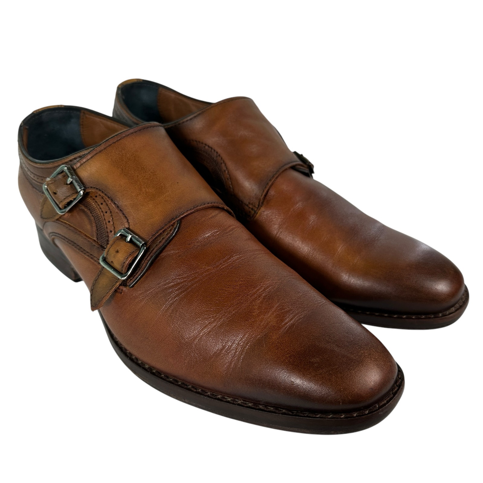 Johnston Murphy Leather Danridge Double Buckle Monk Dress Shoes Mens 10 M