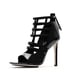 Tania Spinelli Black Patent Leather Cage Front Sandal