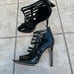 Tania Spinelli Black Patent Leather Cage Front Sandal
