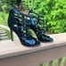 Tania Spinelli Black Patent Leather Cage Front Sandal