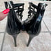 Tania Spinelli Black Patent Leather Cage Front Sandal