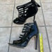 Tania Spinelli Black Patent Leather Cage Front Sandal