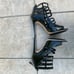 Tania Spinelli Black Patent Leather Cage Front Sandal