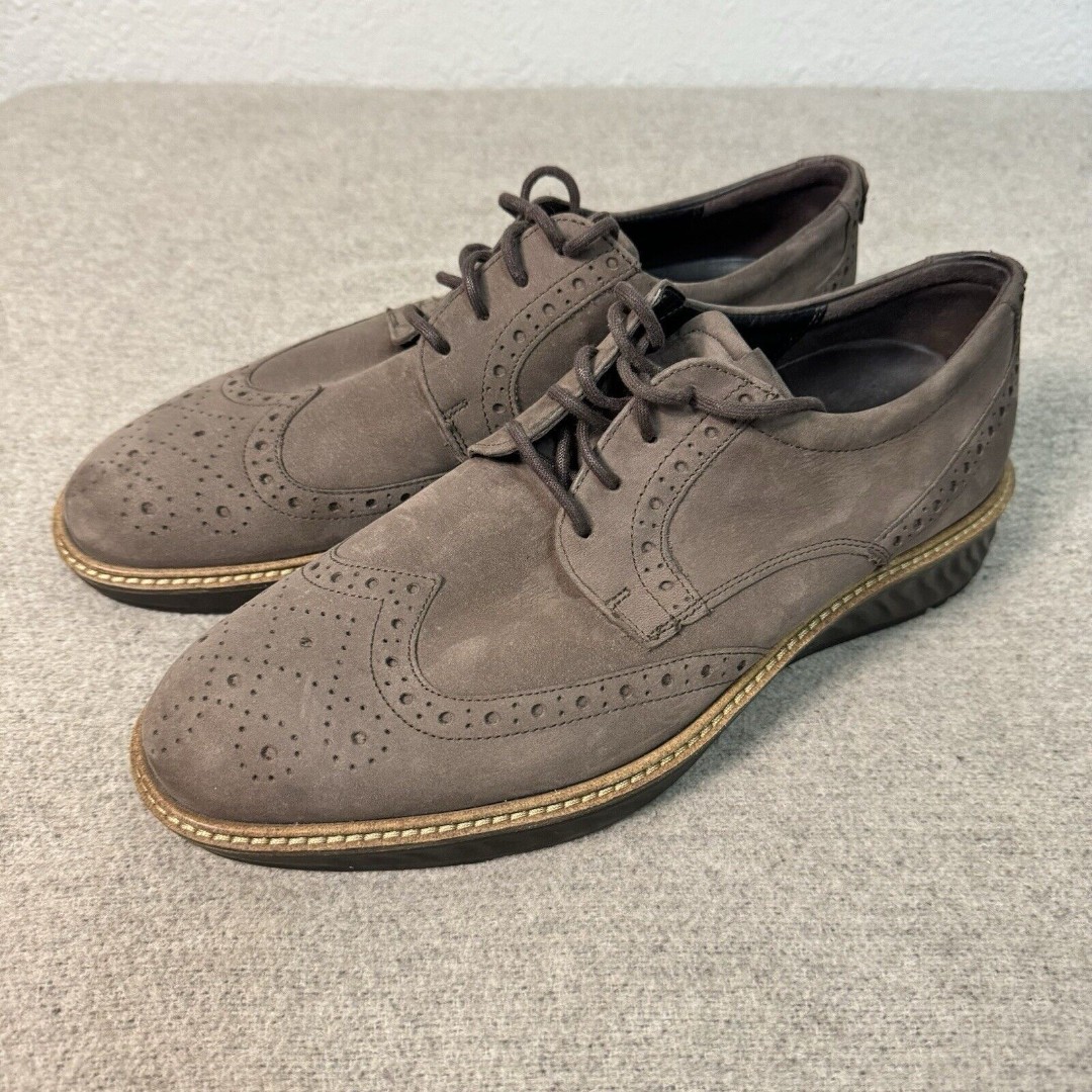 Ecco Shoes Men 9 St. Hybrid Oxford Wingtip Mocha Professional Comfort Work