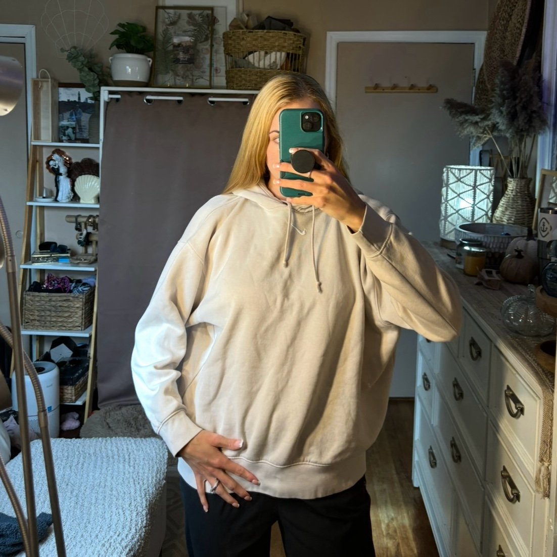 Nike beige logo swish hoodie