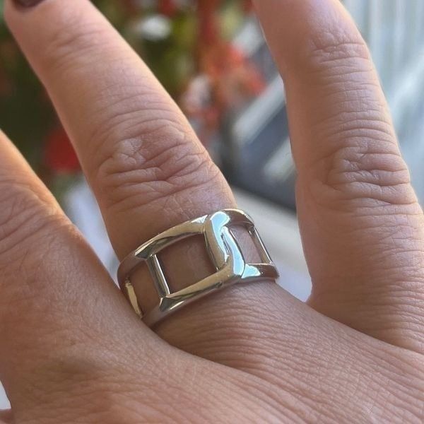The Double Link Ring in 925 Silver