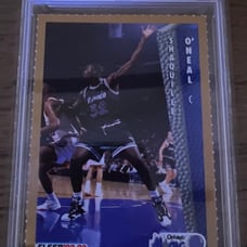 SHAQUILLE O'NEAL 1992 FLEER TEAM SHEETS ORLANDO PERFORATED ROOKIE RC NM-MT PSA 8