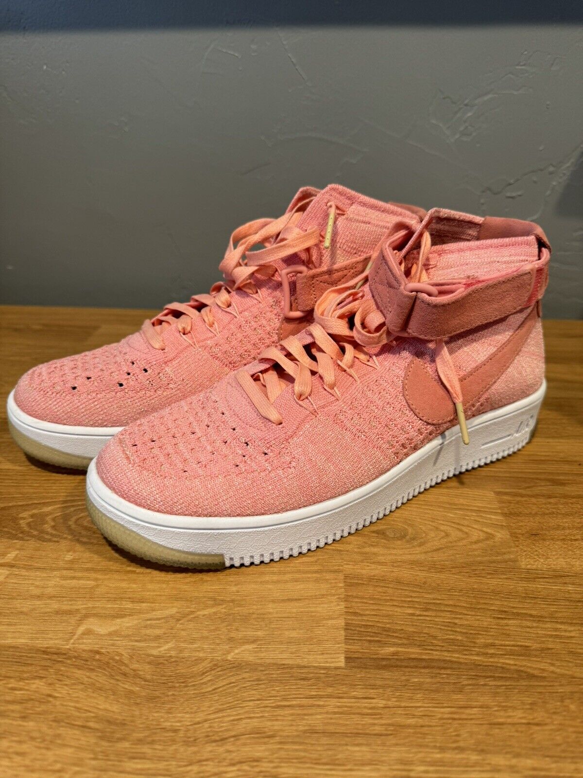 DS 2016 NIKE AIR FORCE 1 ULTRA FLYKNIT MID 818018 802 BRIGHT MELON SZ 11 PRESTO