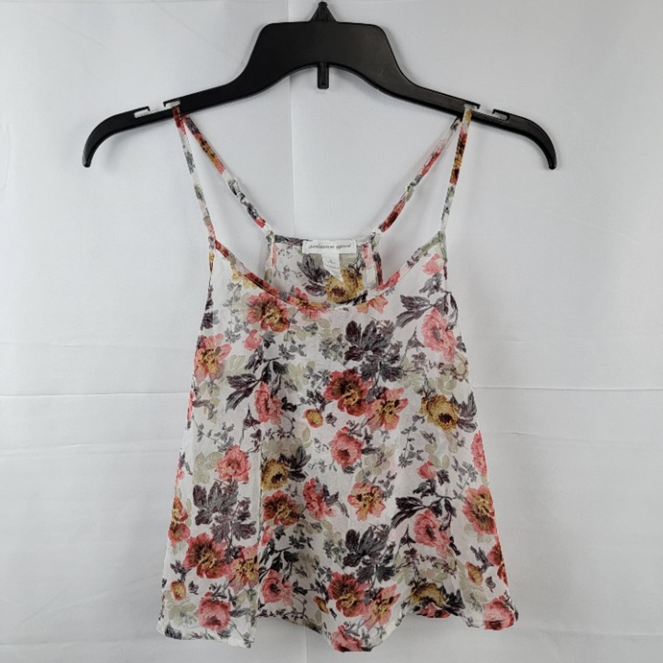 Ambiance Apparel Floral Sheer Tank, White S