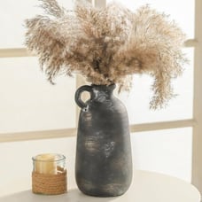 New 10Inch Ceramic Vase, Black Rustic Flower Vase for Home or Office Decor