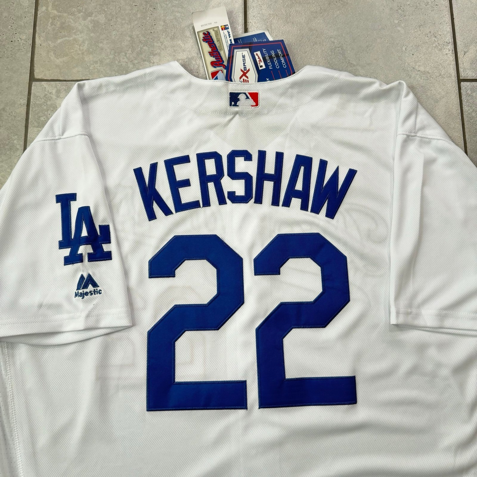 NWT Authentic Majestic MLB Clayton Kershaw LA Dodgers Baseball Rare Jersey Sz 56