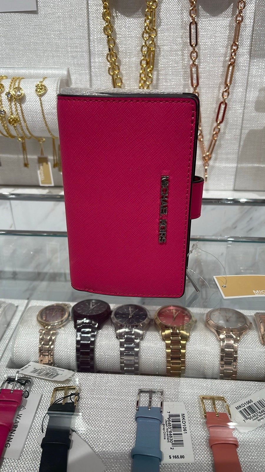 MICHAEL KORS Medium Crossgrain Leather Bifold Wallet Dragonfruit NWT