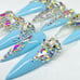 LARGE - XXL - BLING BLING -BLUE - Gel Press on Nails