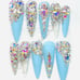 LARGE - XXL - BLING BLING -BLUE - Gel Press on Nails