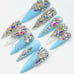LARGE - XXL - BLING BLING -BLUE - Gel Press on Nails