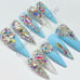 LARGE - XXL - BLING BLING -BLUE - Gel Press on Nails