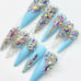 LARGE - XXL - BLING BLING -BLUE - Gel Press on Nails