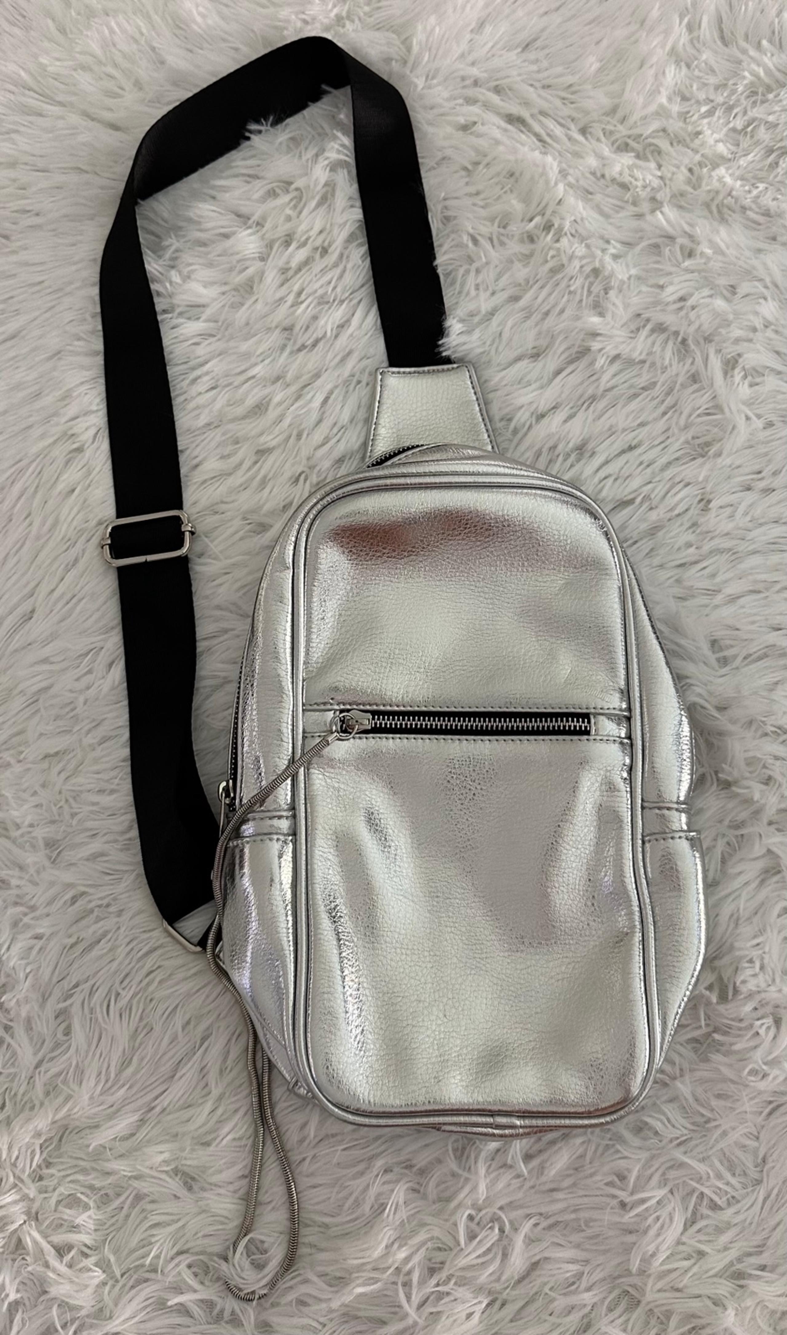 Like Dreams Silver Vegan Leather Crossbody Sling Bag