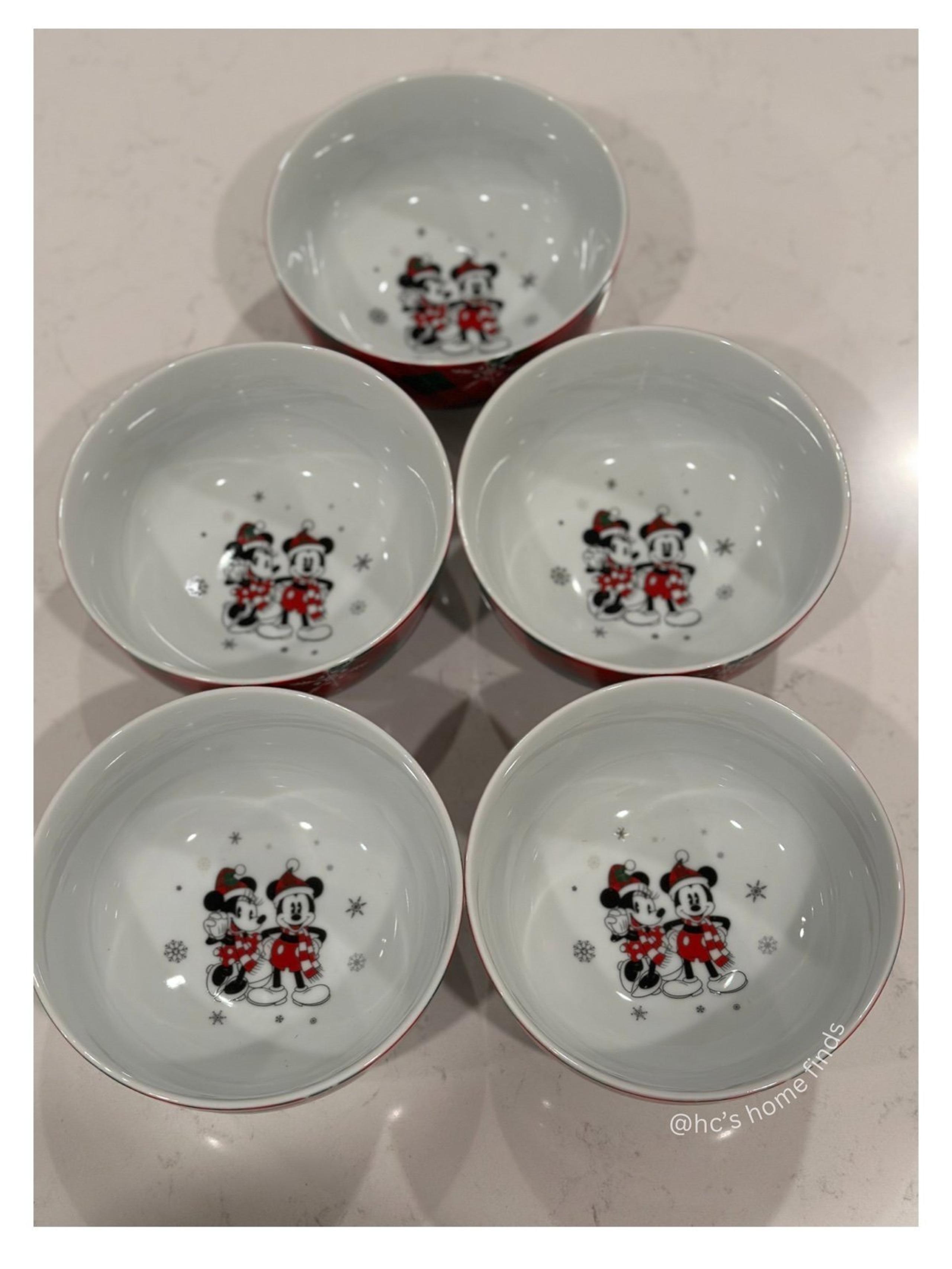 Disney Mickey Christmas Plaid Snowflake (5) Dinner Bowls