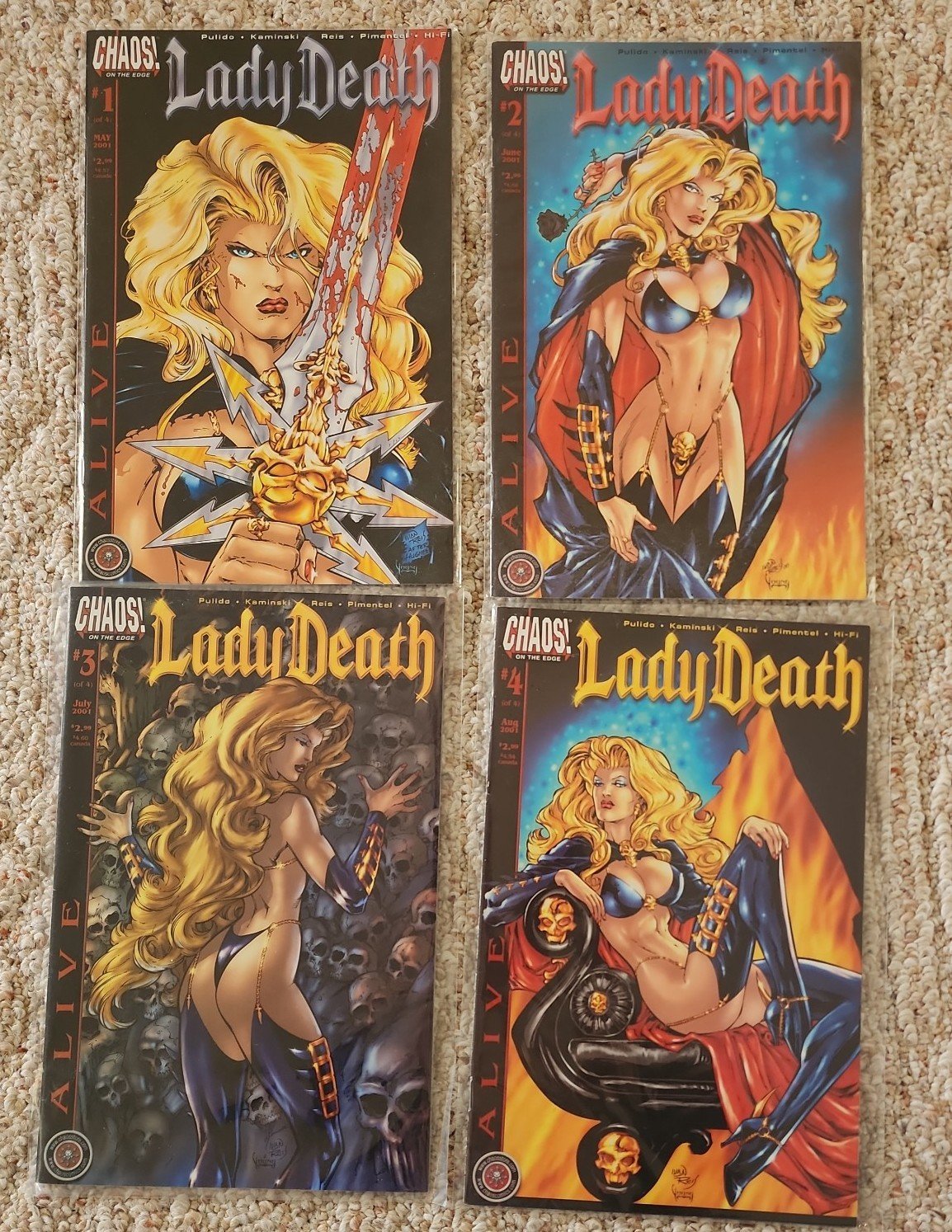 Lady Death Alive Chaos #1 - #4 Comic Set